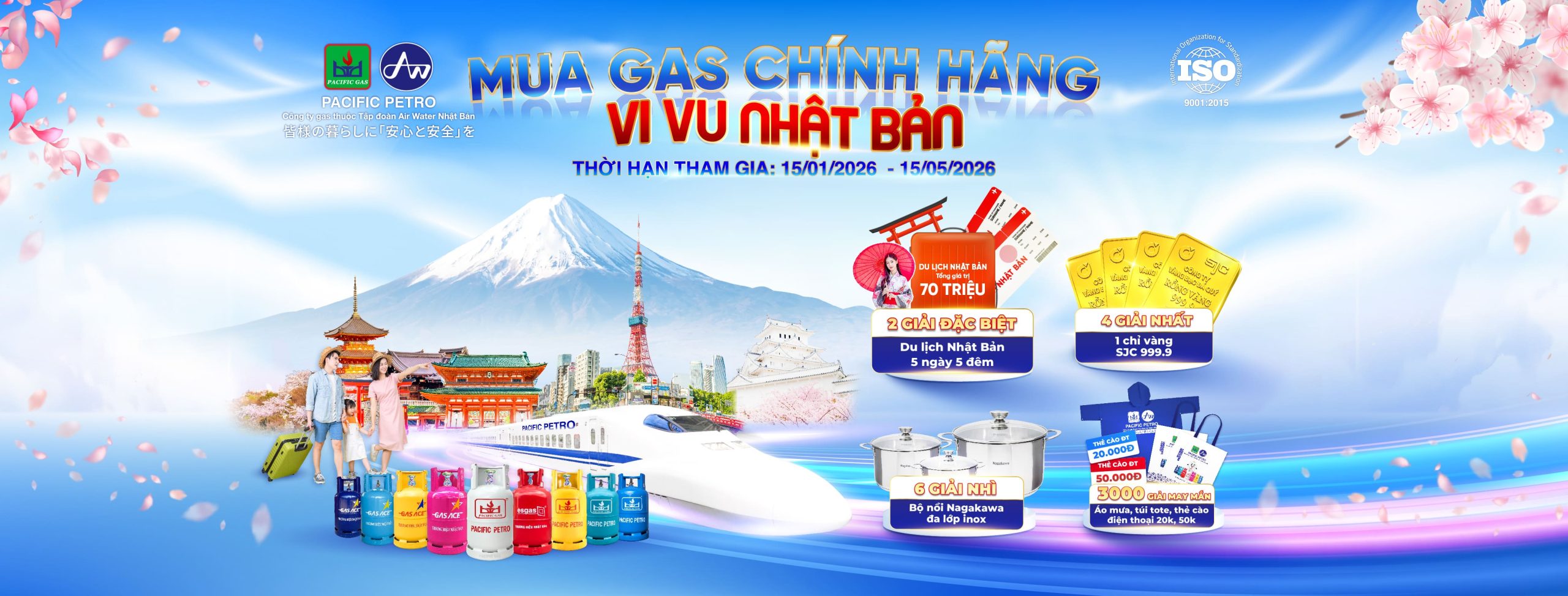 Chương trình khuyến mại quay số trúng thưởng Pacific Petro Mua gas chính hãng vi vu Nhật bản