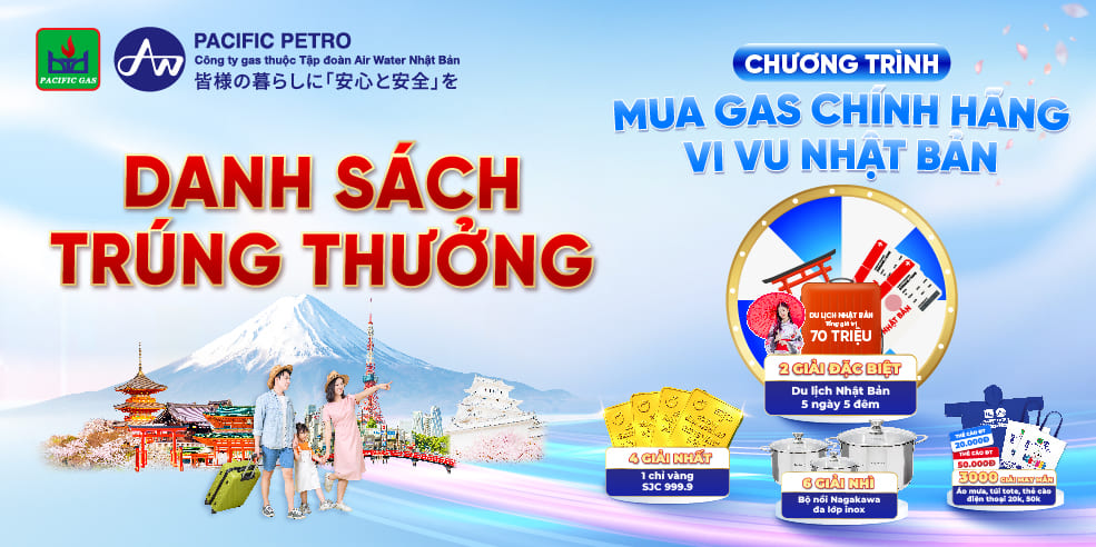 kết quả quay số trúng thưởng chương trình "Mua gas chính hãng, vi vu Nhật Bản"