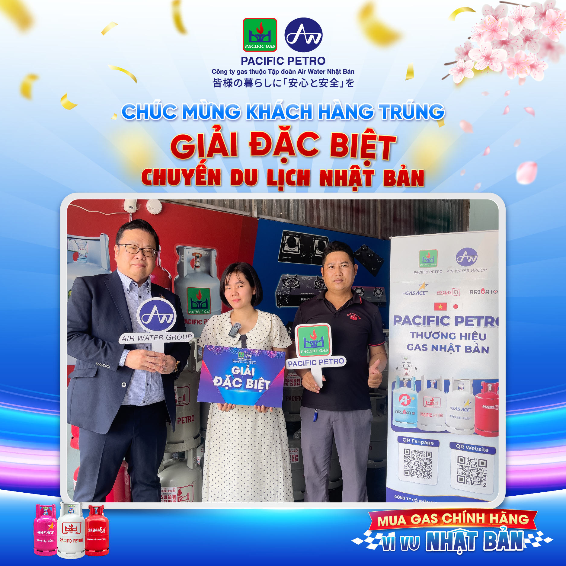 Pacific Petro xin chúc mừng chị Nguyễn Ngọc Bích (TP Đồng Nai/Bình Phước cũ) - Trúng giải Đặc Biệt chương trình "Mua gas chính hãng, vi vu Nhật Bản"