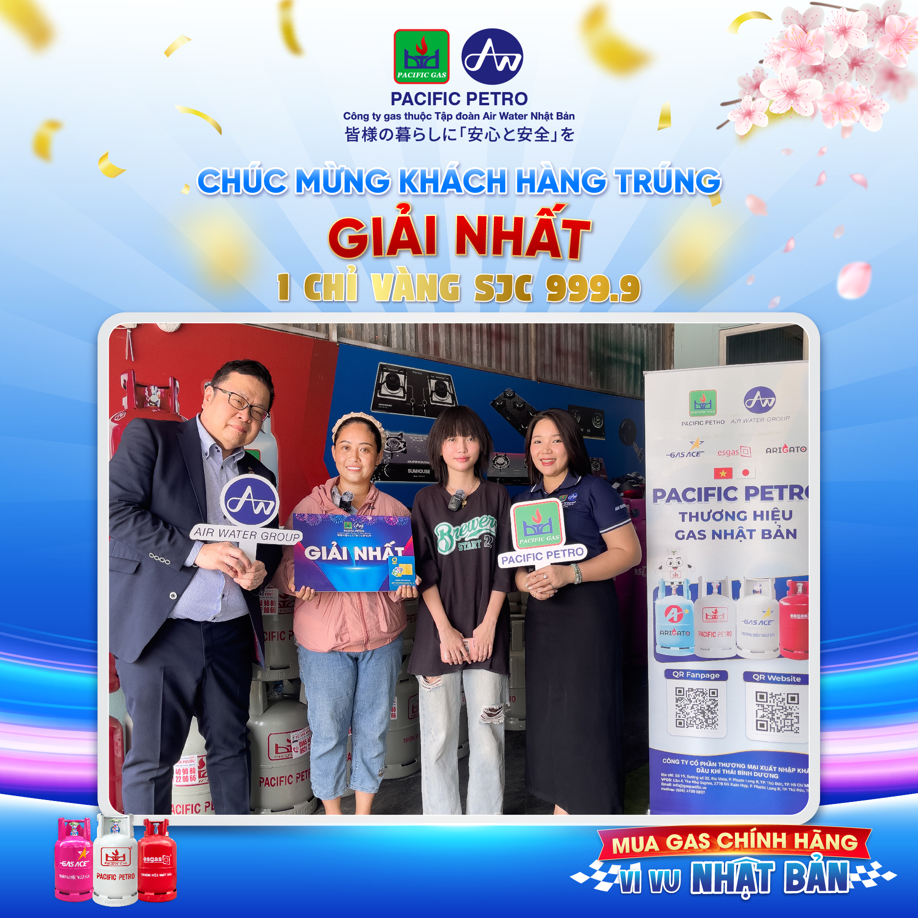 Pacific Petro chúc mừng Chị Châu Thị Ý Nguyên (Đồng Nai/ Bình Phước cũ) - Trúng giải Nhất chương trình "Mua gas chính hãng, vi vu Nhật Bản"