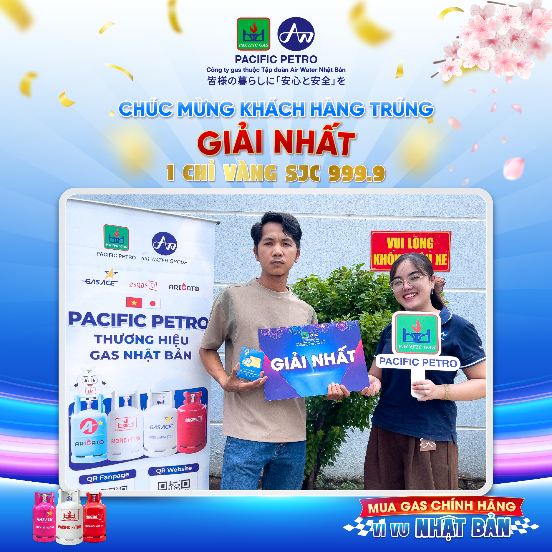 Pacific Petro chúc mừng Anh Nguyễn Văn Nhi (TP. Hồ Chí Minh) - Trúng Giải Nhất chương trình "Mua gas chính hãng, vi vu Nhật Bản"