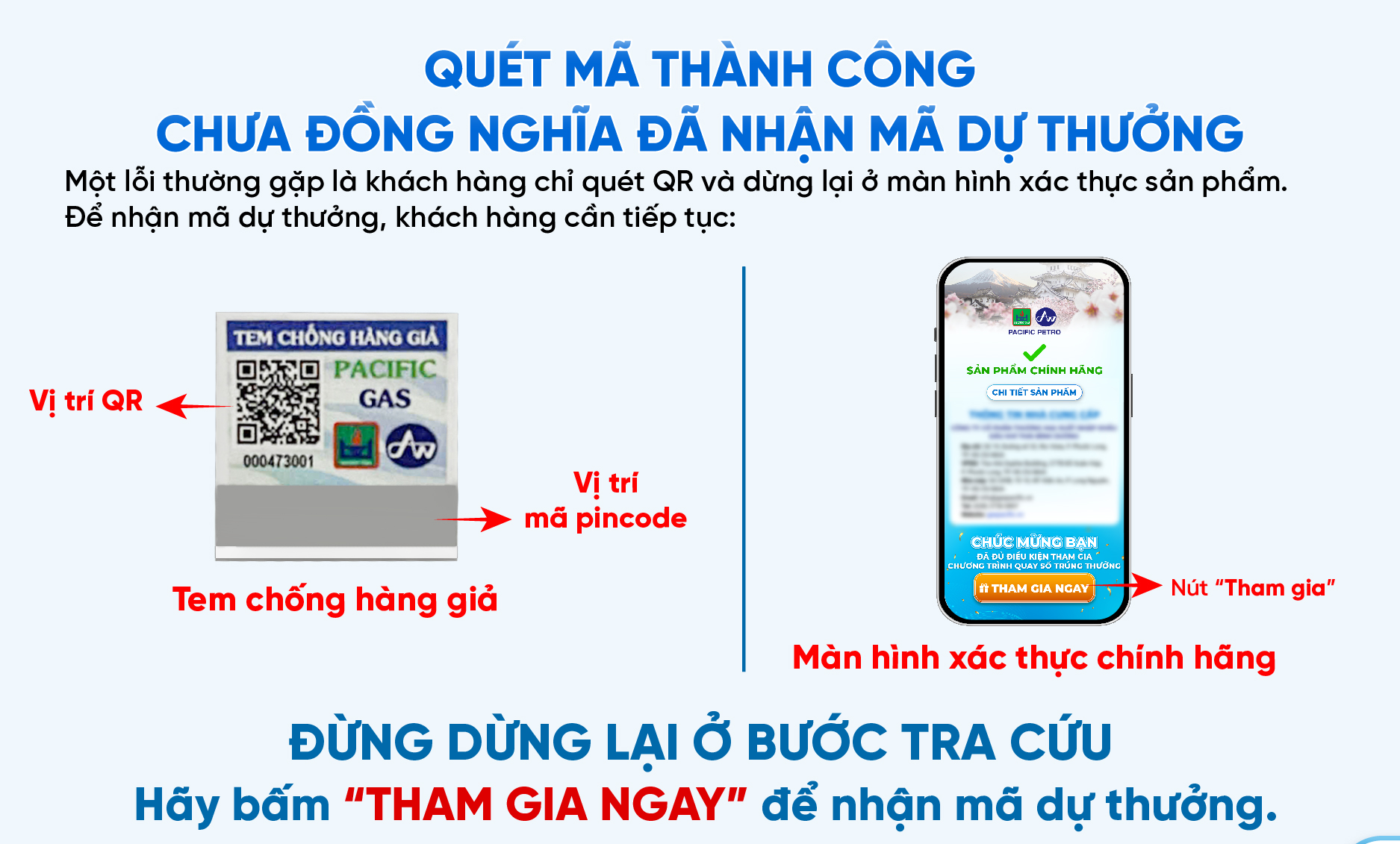 Quét QR nhập pincode và đăng ký nhận mã dự thưởng Pacific Petro