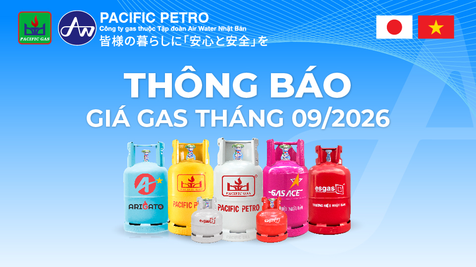 Pacific Petro thông báo giá gas tháng 9/2026
